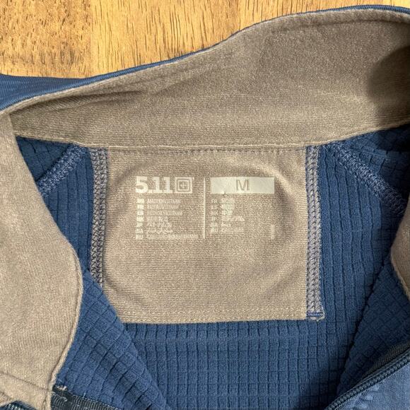 5.11 Tactical Men’s Stratos 1/4 Zip Waffle Midlayer Fleece Long Sleeve Blue Sz M - Picture 9 of 11